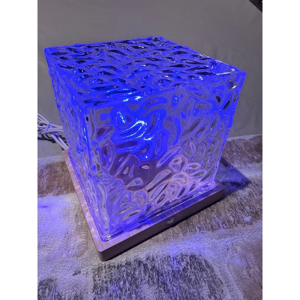 USB Dynamic Water Pattern Light LED Cube Projector Lamp RGB Color Changing Wood - Picture 3 of 7